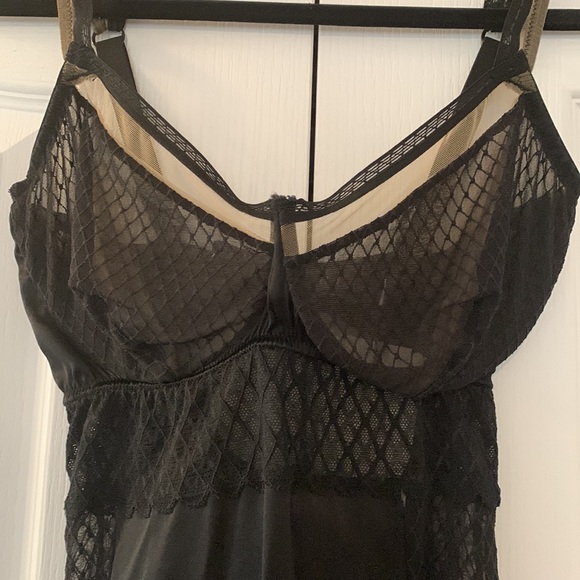 NWT Else black silk balcony chemise slip - Picture 2 of 10